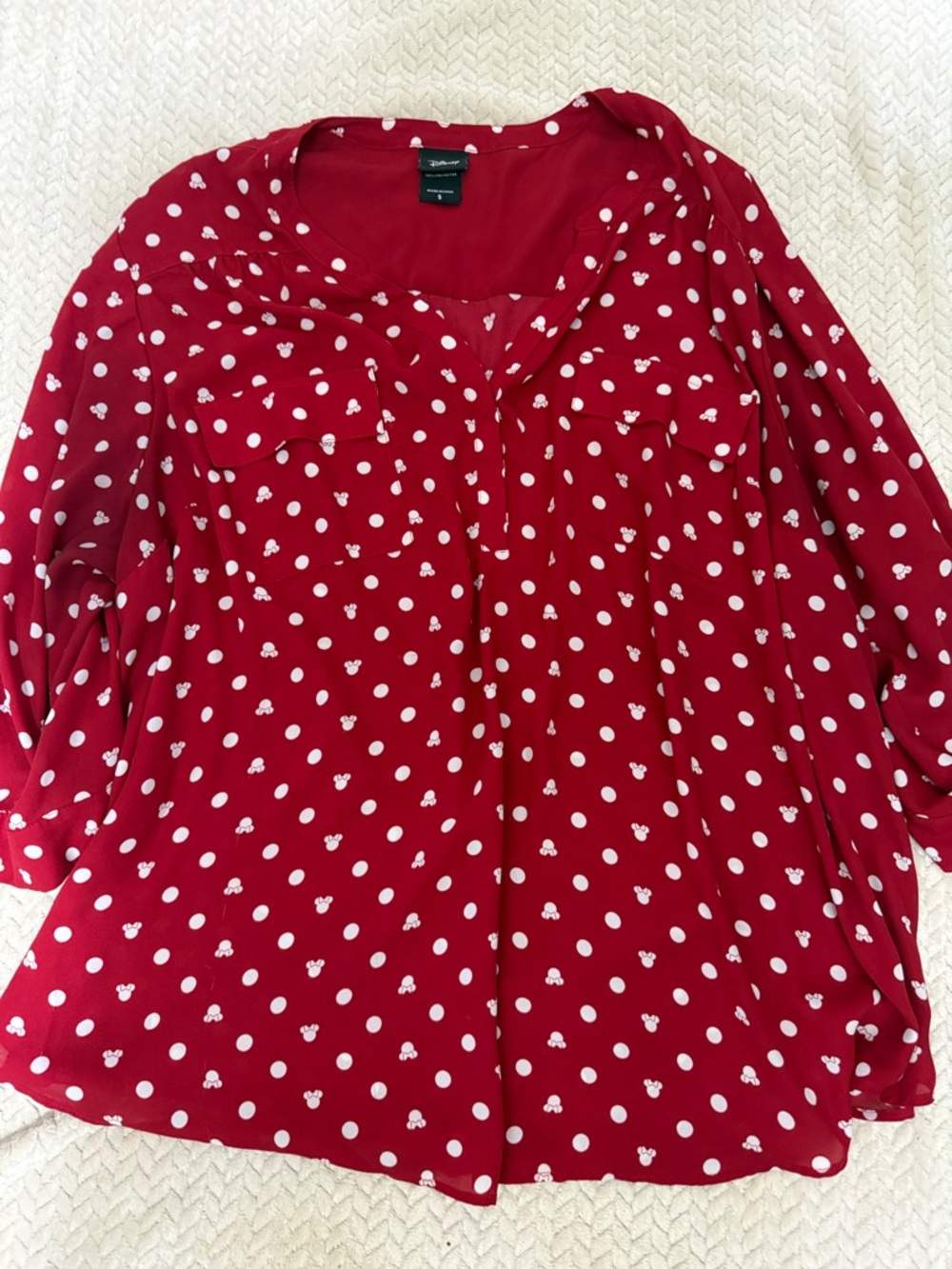 Disney Red Polka Dot Button-Front Blouse